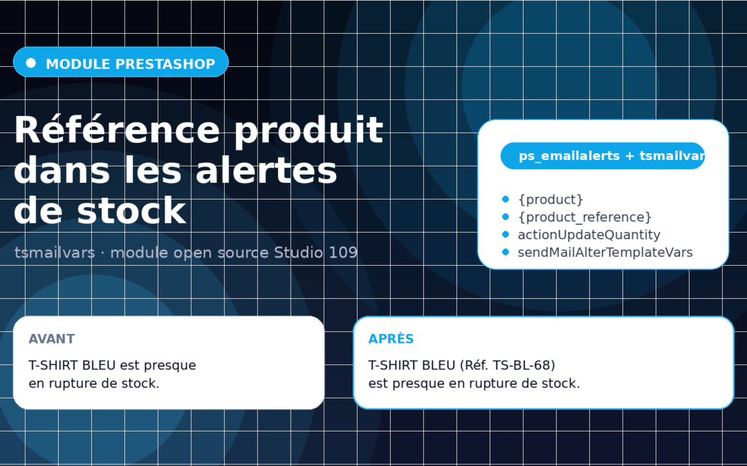 Module PrestaShop open source : afficher la référence produit dans les alertes de stock